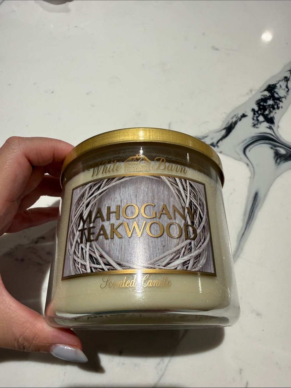 White Barn Mahogany Teakwood Scented Candle - Cream